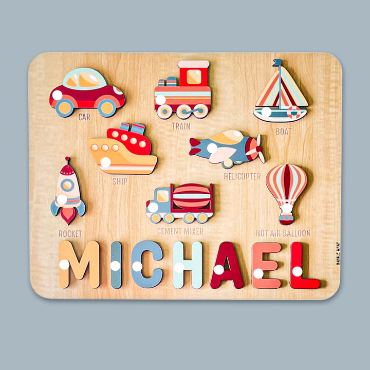 Personalized Transport Theme Wooden Puzzle