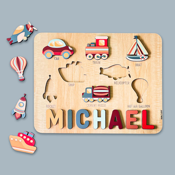 Personalized Transport Theme Wooden Puzzle