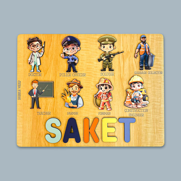 Personalized Multicolour Construction Site Theme Wooden Puzzle