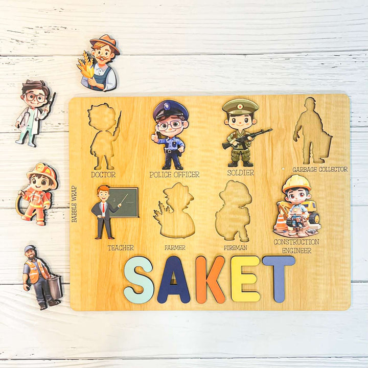 Personalized Multicolour Construction Site Theme Wooden Puzzle