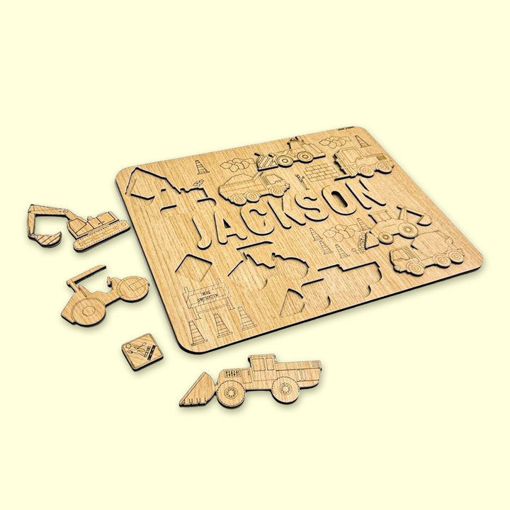 Personalized Construction Site Theme Wooden Puzzle