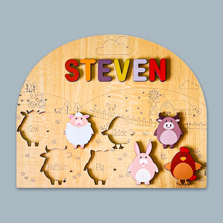 Personalized Farm Animals Theme Wooden Puzzle