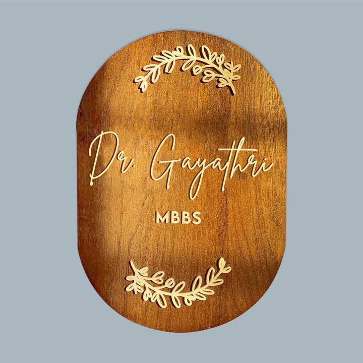 Minimal Capsule Wooden Name Plate with 3D Letters For Doctor