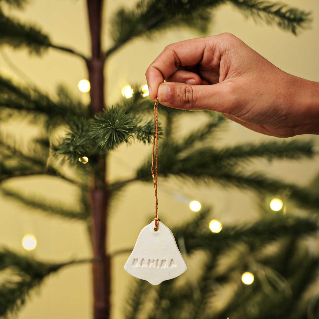 Personalized Bell Embossed Clay Ornament For Christmas Tree Decoration