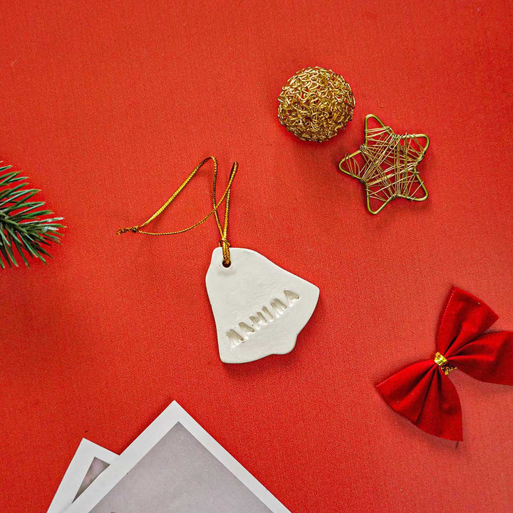 Personalized Bell Embossed Clay Ornament For Christmas Tree Decoration