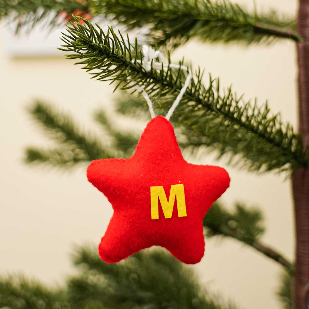 Personalized Initial Felt Star Christmas Ornament