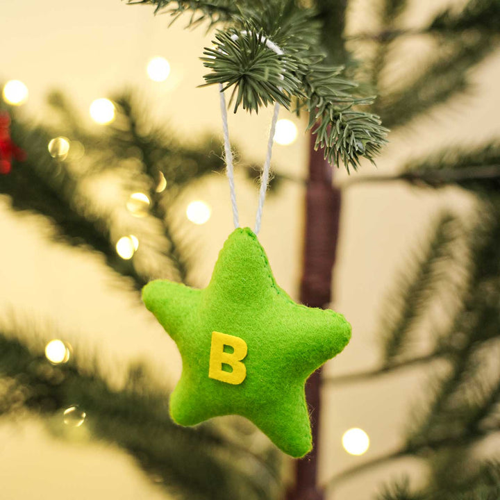 Personalized Initial Felt Star Christmas Ornament