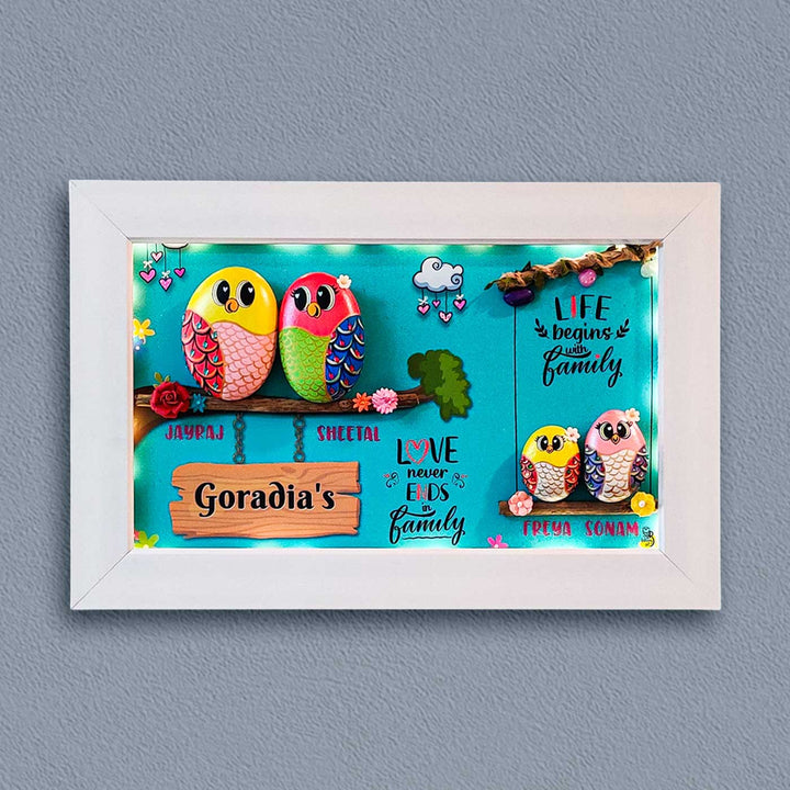 Personalized Pebble Art Bond Bonanza Wooden Name Plate With Lights