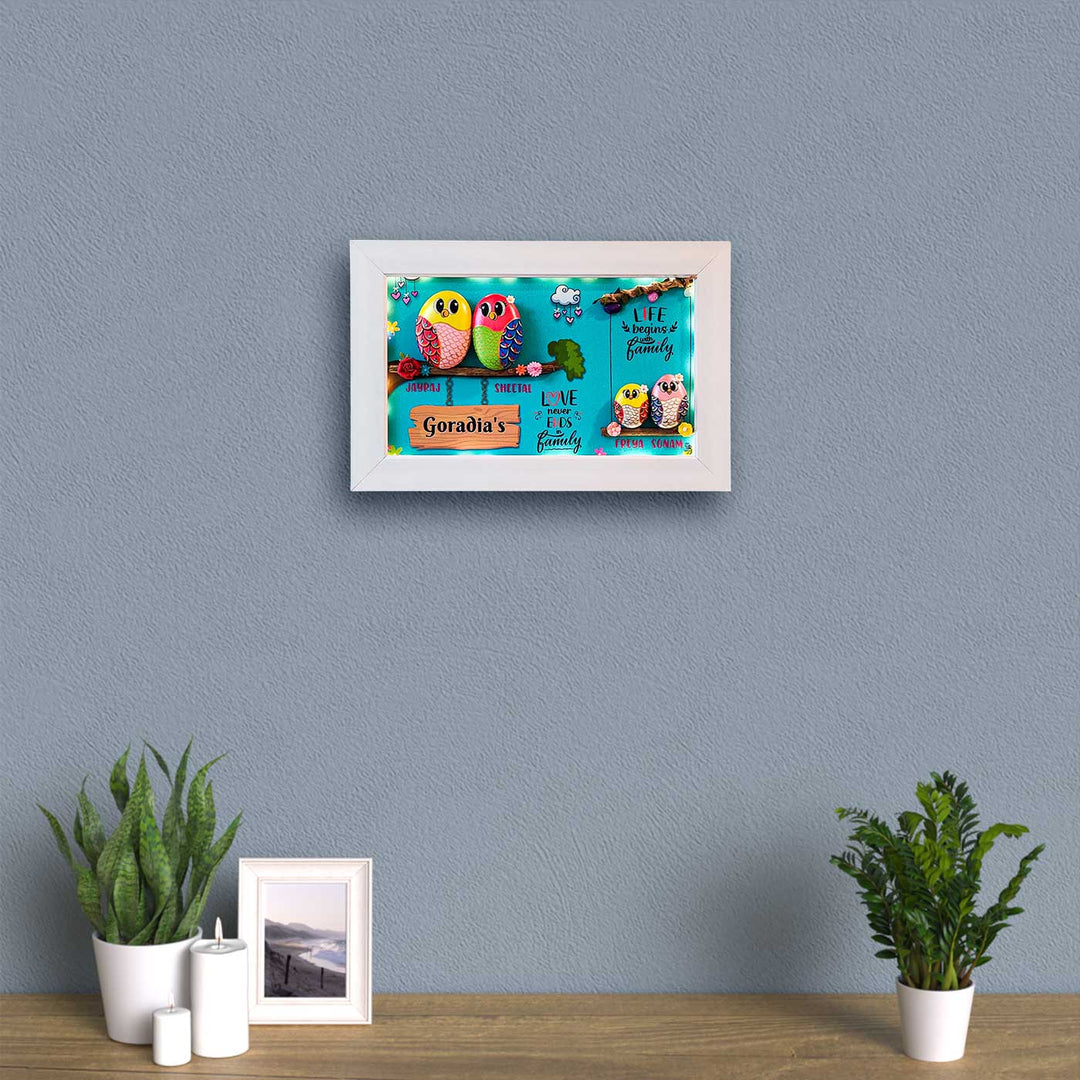 Personalized Pebble Art Bond Bonanza Wooden Name Plate With Lights