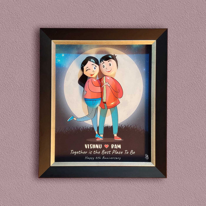 Personalized Pebble Art Hug Your Problems Wooden Name Plate For Couples