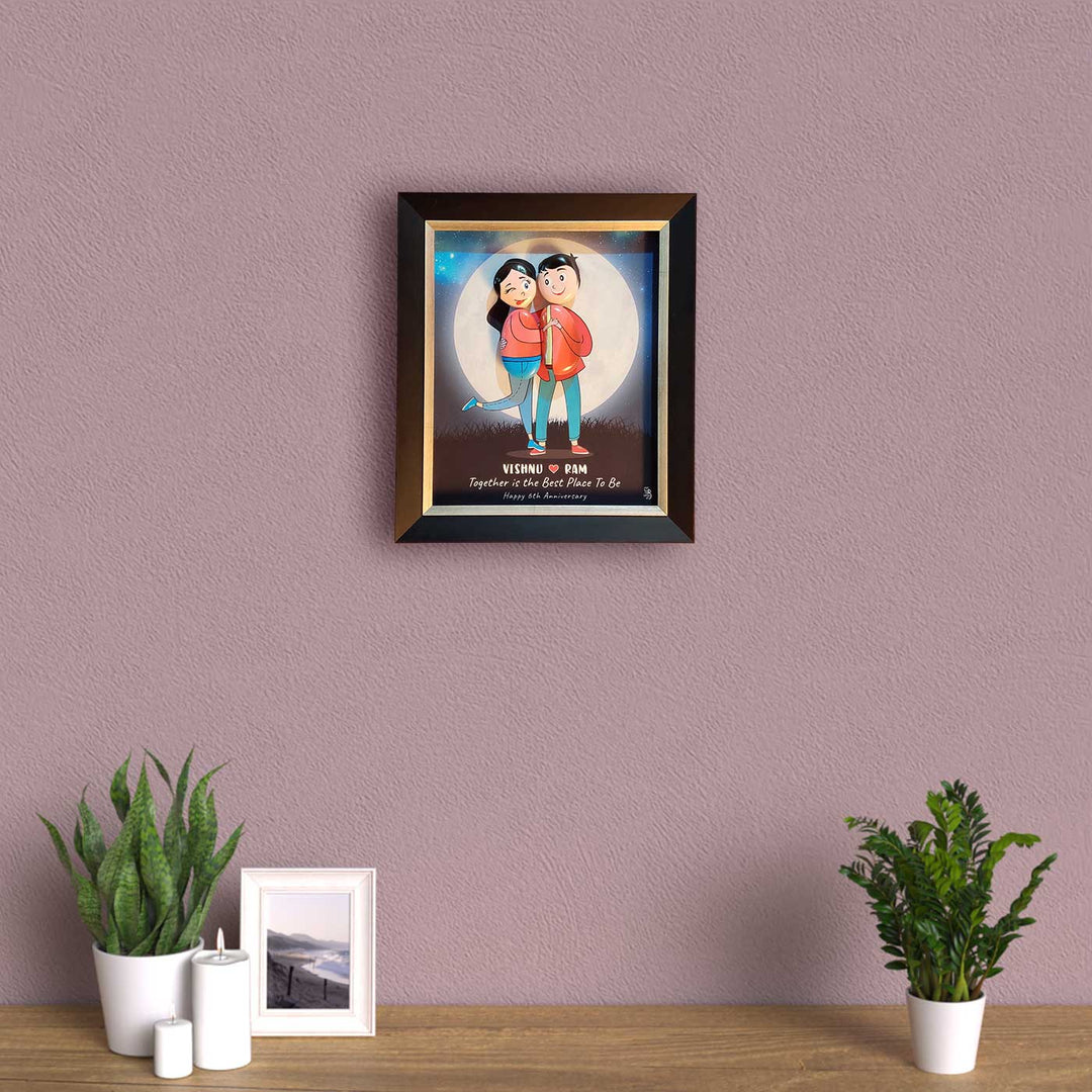 Personalized Pebble Art Hug Your Problems Wooden Name Plate For Couples