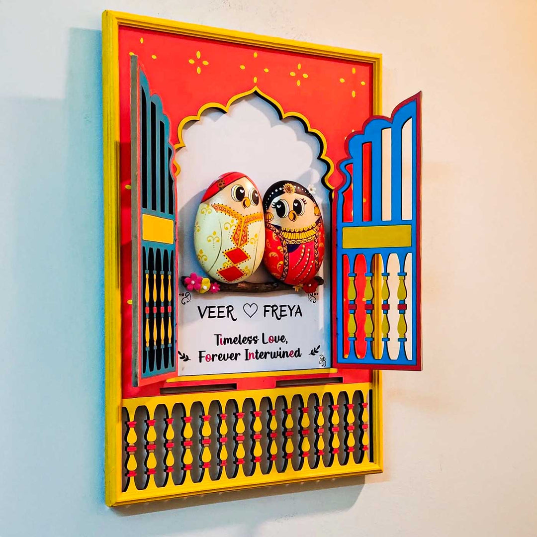 Personalized Pebble Art The Royal Wedding Couple Wooden Jharokha