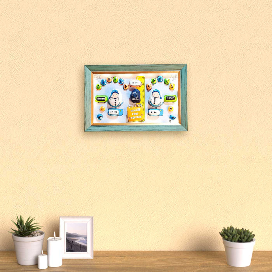 Personalized Pebble Art Tiny Toes Treasure Wooden Name Plate With Lights