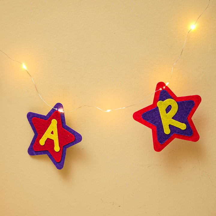 Personalized Pink & Purple Stars Felt Fairy Light For Kids
