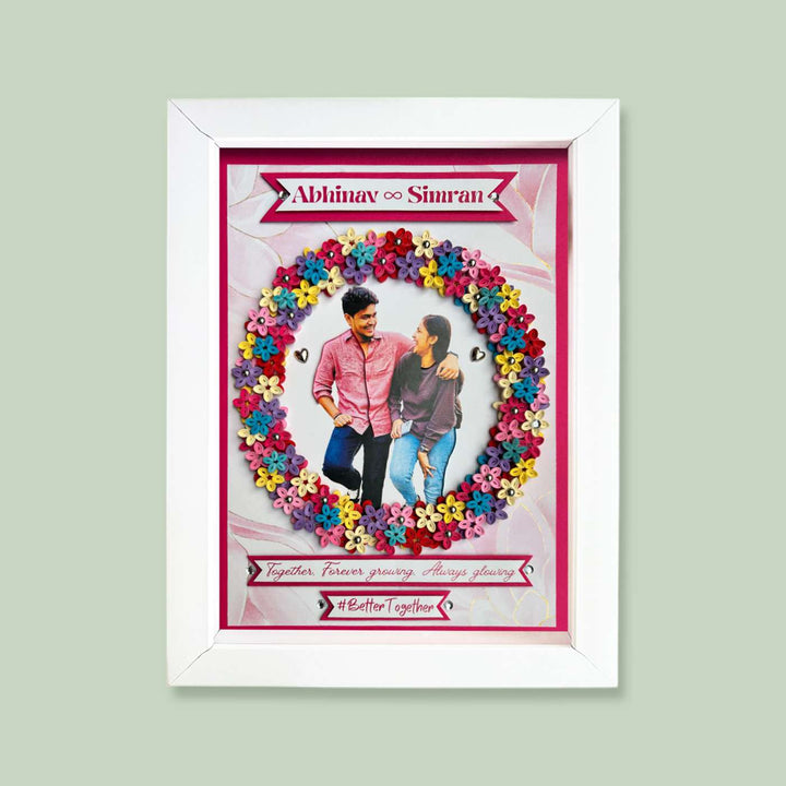 Photo Personalized Quilling Floral Theme Photo Frame For Couples