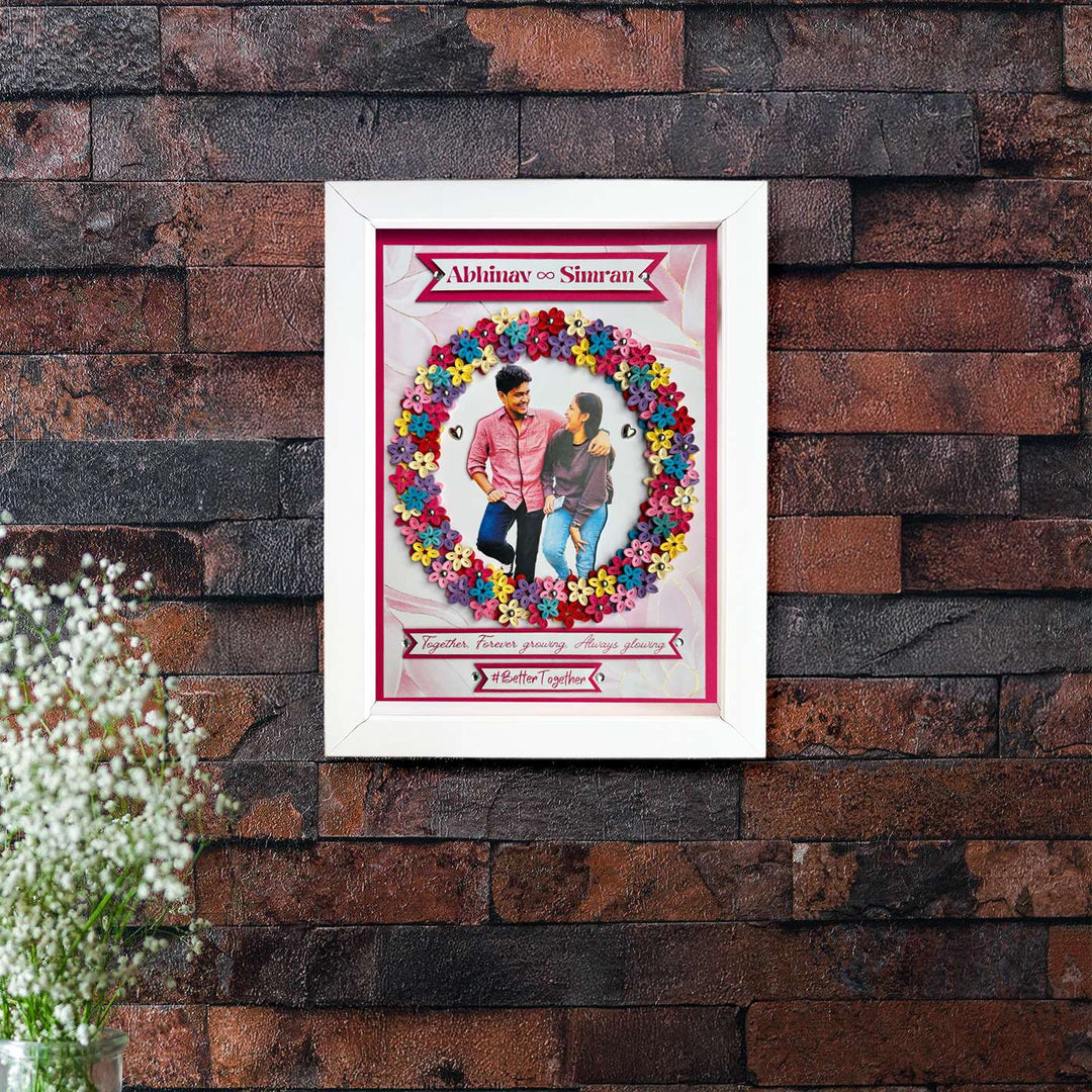 Photo Personalized Quilling Floral Theme Photo Frame For Couples