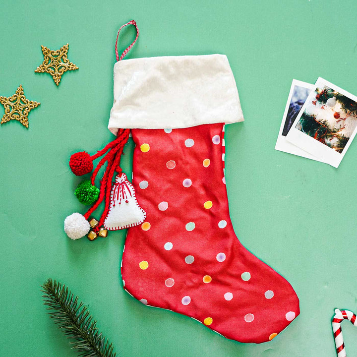 Personalized Red Cotton Stocking For Christmas Decoration