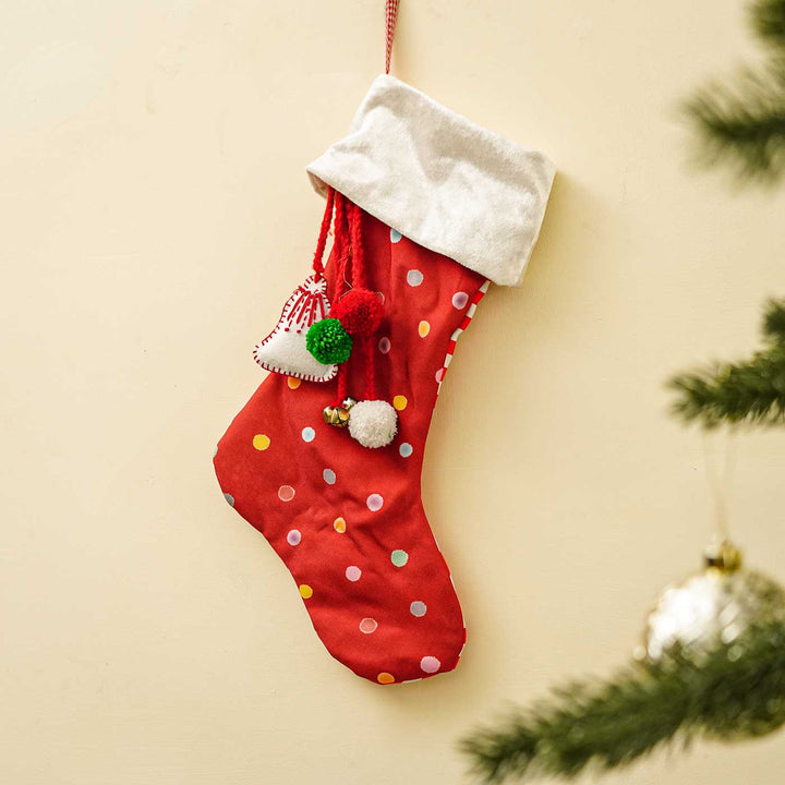 Personalized Red Cotton Stocking For Christmas Decoration