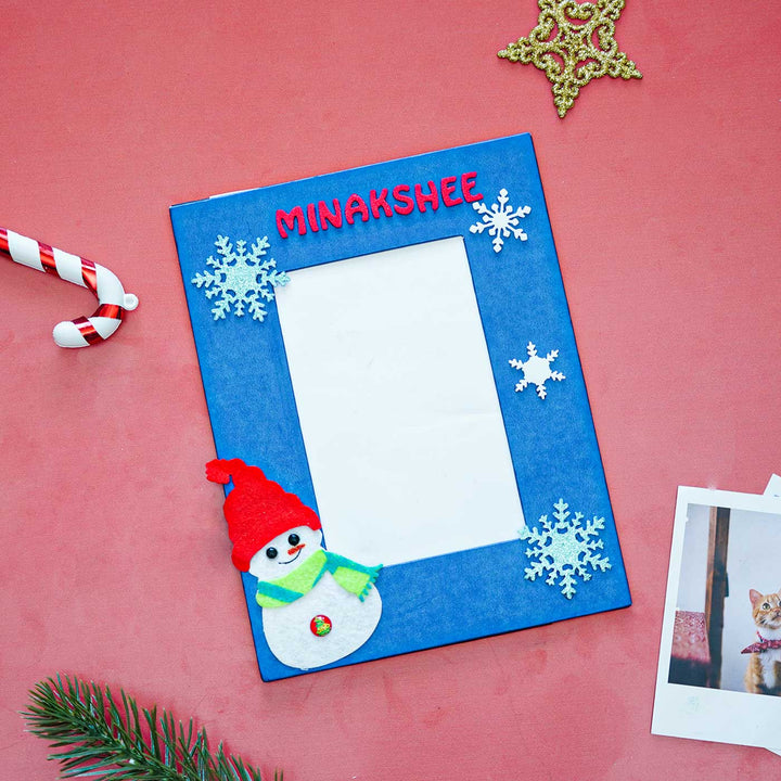 Personalized Snow Man Theme Felt Photo Frame | Xmas Gifting Ideas