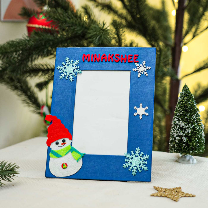 Personalized Snow Man Theme Felt Photo Frame | Xmas Gifting Ideas