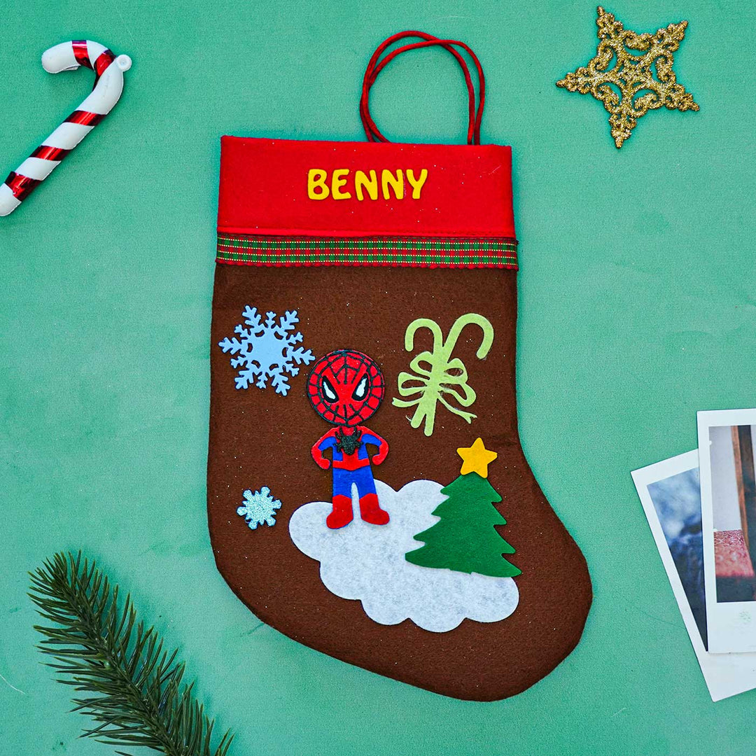 Personalized Spiderman Felt Stockings For Christmas Decoration