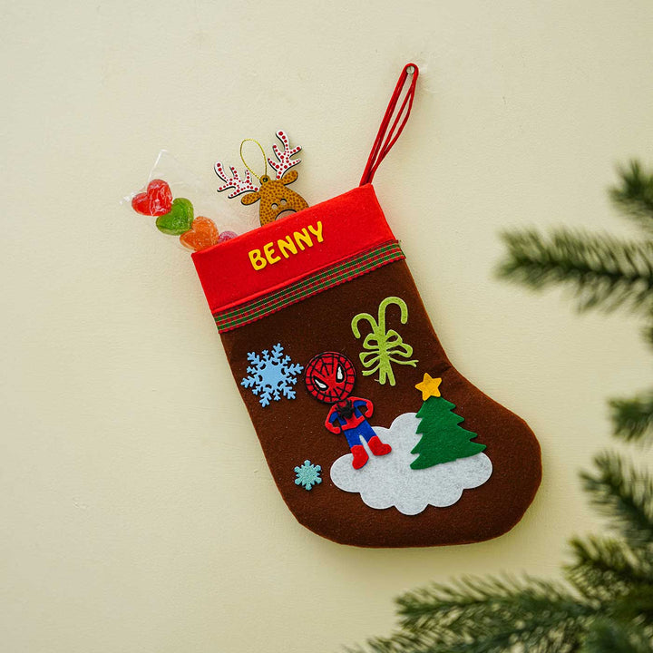 Personalized Spiderman Felt Stockings For Christmas Decoration