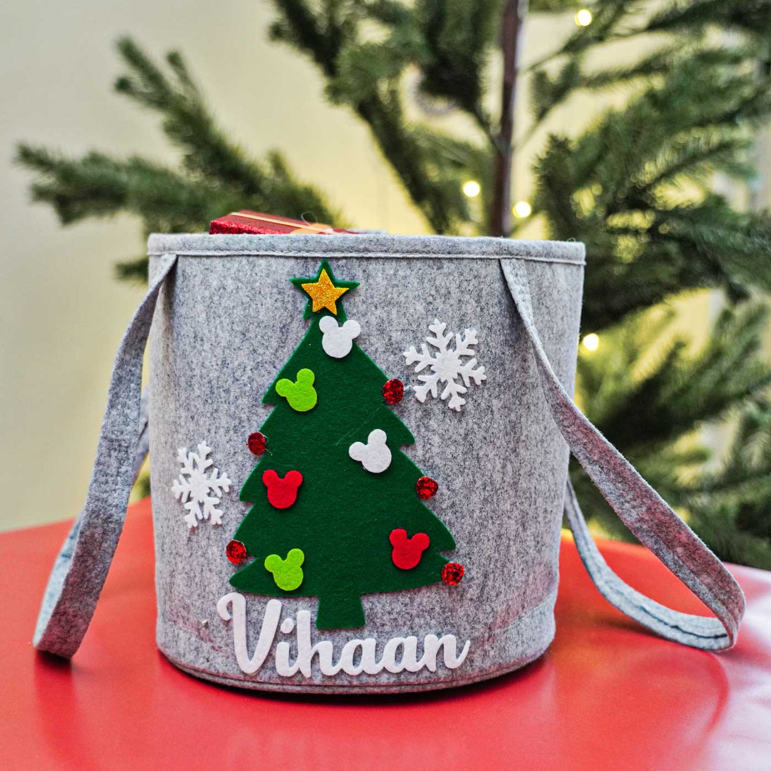 Personalized Twinkle Tree Felt Toy Basket | Secret Santa Gift Ideas