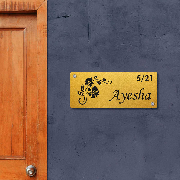 Personalized Laser Cut Floral Theme Steel Name Plate