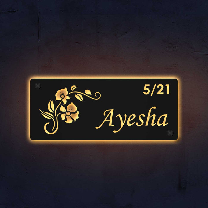 Personalized Laser Cut Floral Theme Steel Name Plate