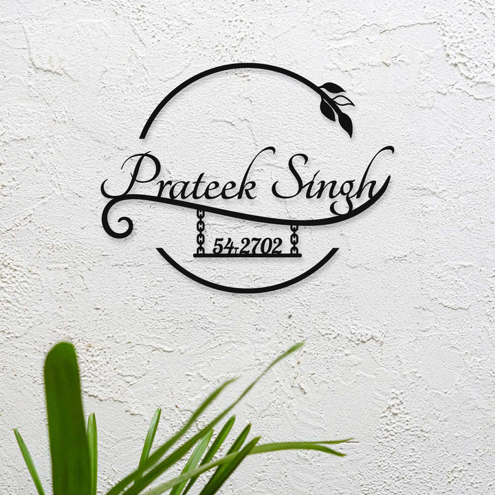 Personalized Laser Cut Elegant Design Steel Name Plate