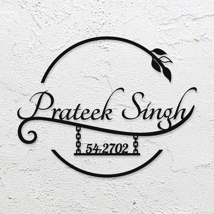 Personalized Laser Cut Elegant Design Steel Name Plate