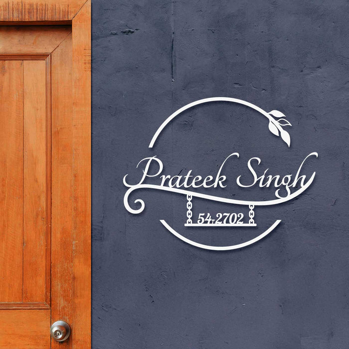 Personalized Laser Cut Elegant Design Steel Name Plate