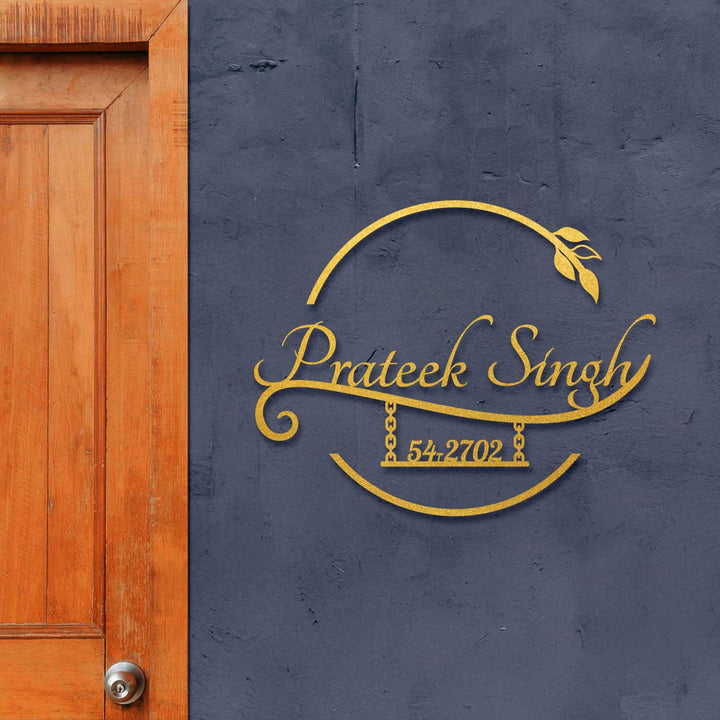 Personalized Laser Cut Elegant Design Steel Name Plate