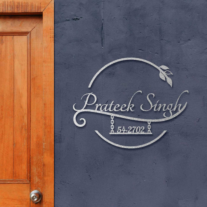 Personalized Laser Cut Elegant Design Steel Name Plate