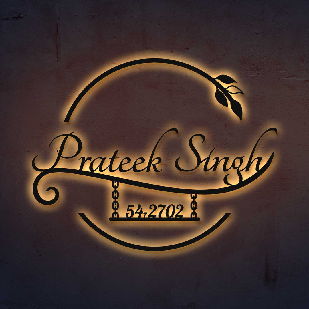 Personalized Laser Cut Elegant Design Steel Name Plate