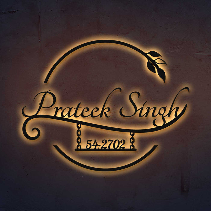 Personalized Laser Cut Elegant Design Steel Name Plate