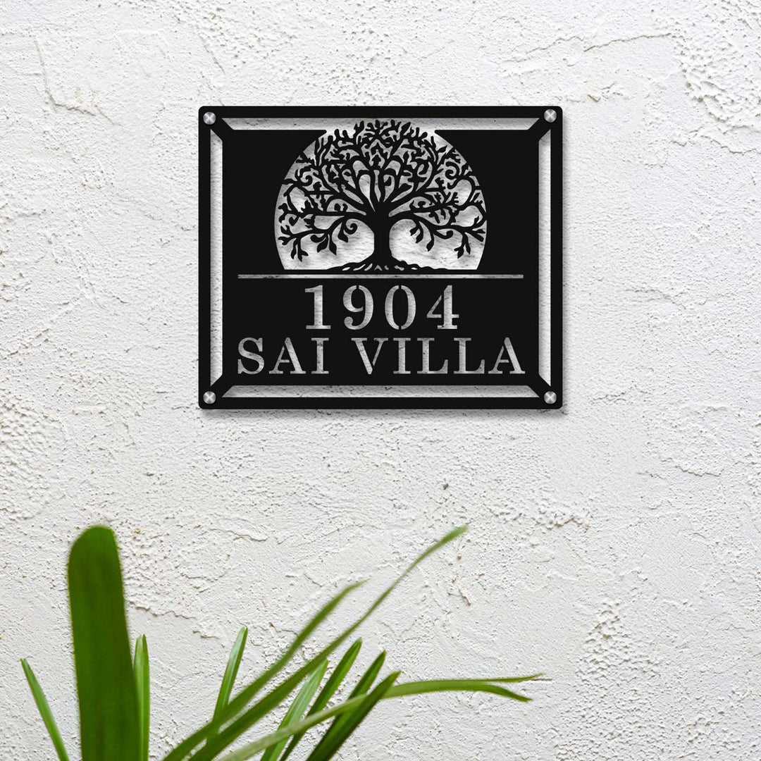 Personalized Laser Cut Tree of Life Theme Steel Name Plate