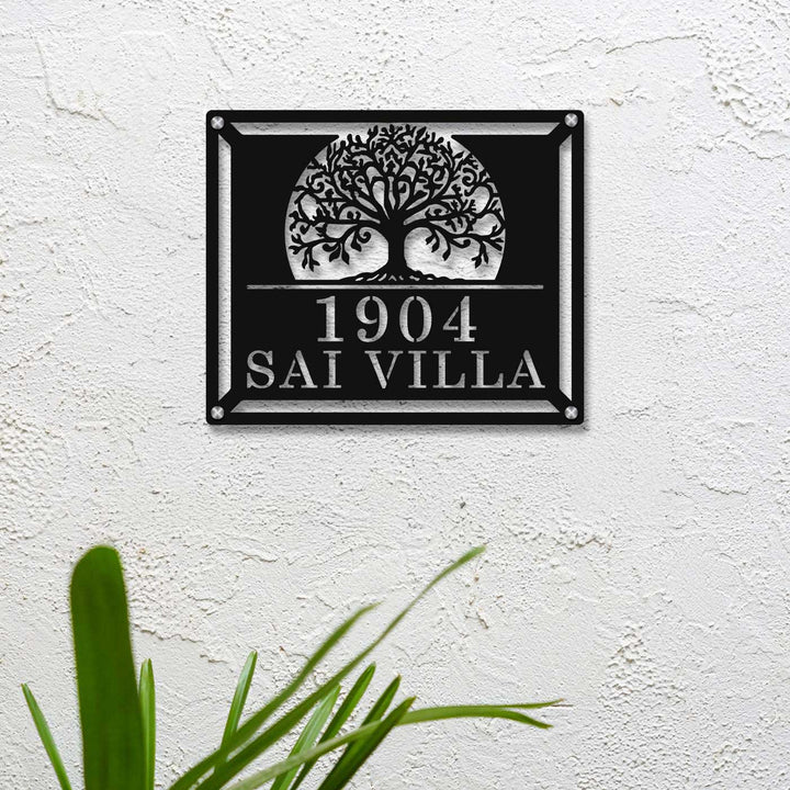 Personalized Laser Cut Tree of Life Theme Steel Name Plate