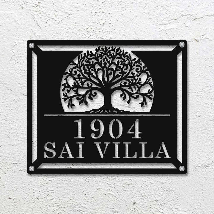 Personalized Laser Cut Tree of Life Theme Steel Name Plate