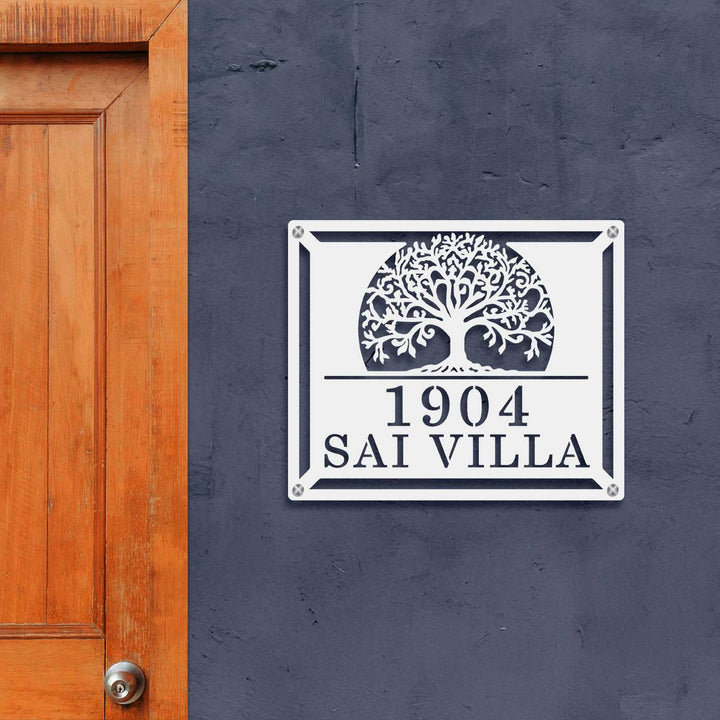 Personalized Laser Cut Tree of Life Theme Steel Name Plate