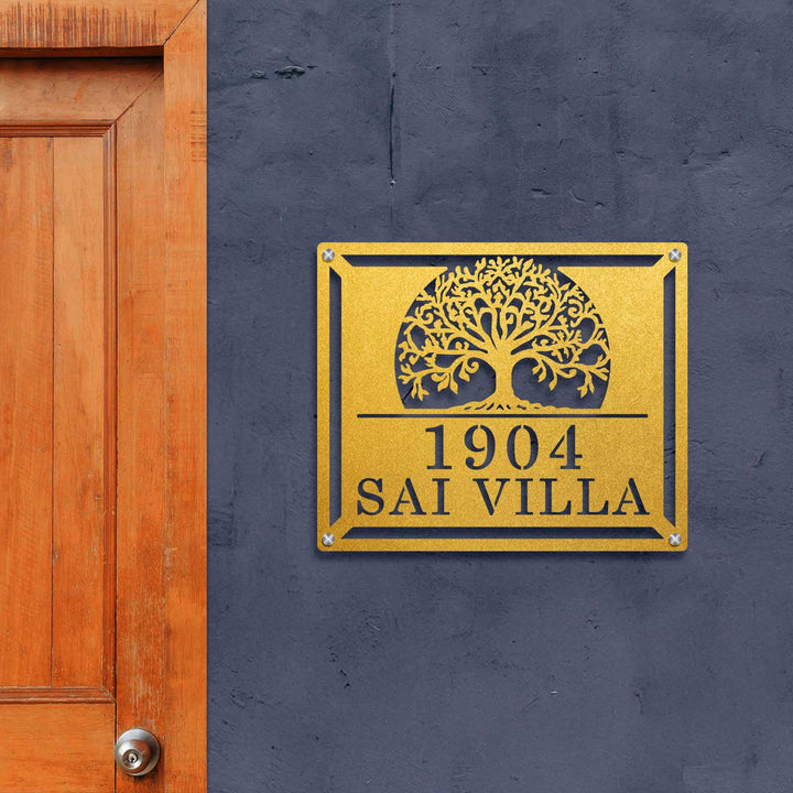 Personalized Laser Cut Tree of Life Theme Steel Name Plate