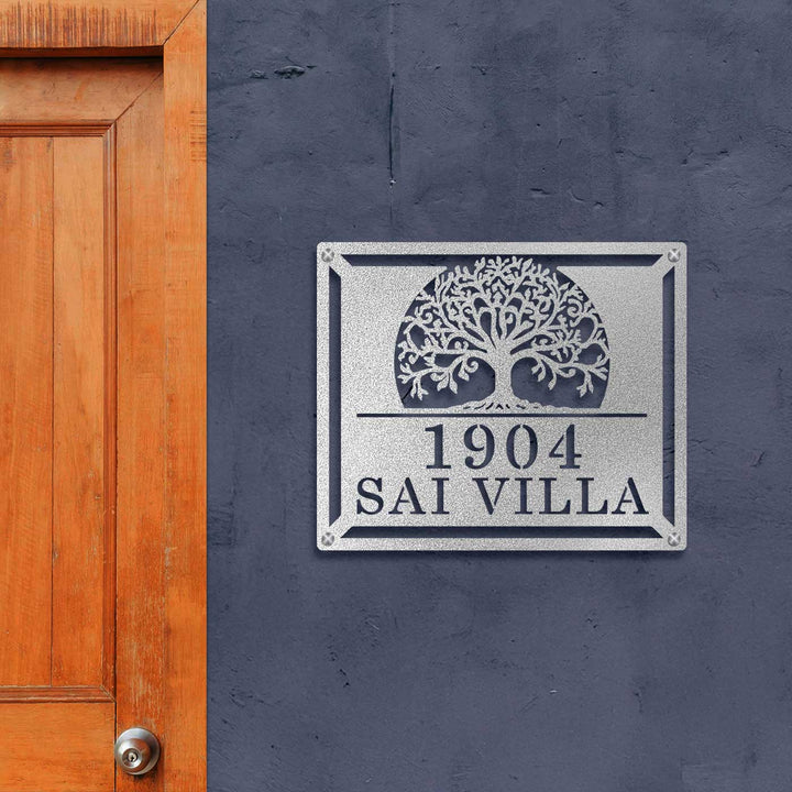Personalized Laser Cut Tree of Life Theme Steel Name Plate