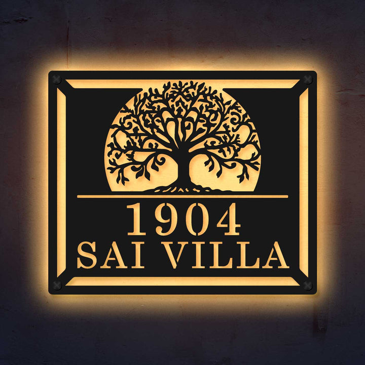 Personalized Laser Cut Tree of Life Theme Steel Name Plate
