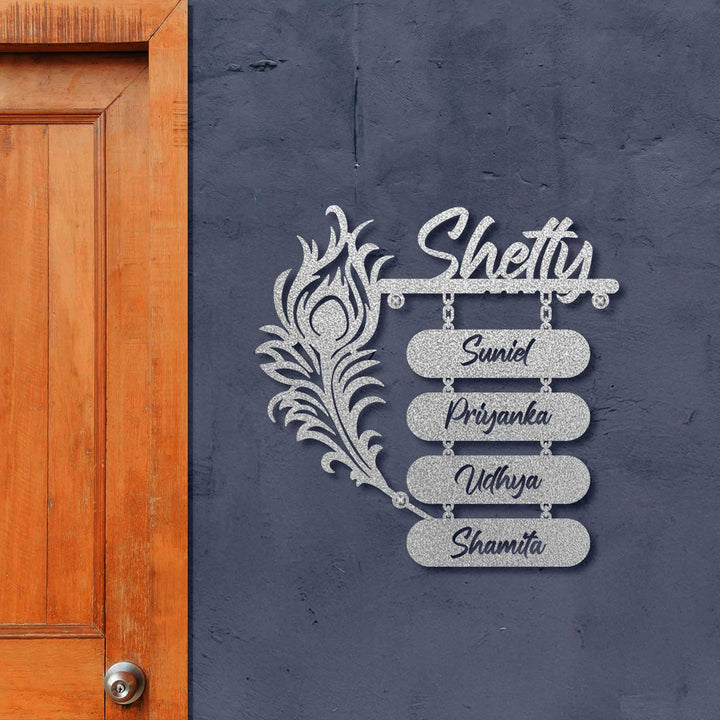 Personalized Laser Cut Peacock Feather Theme Steel Name Plate