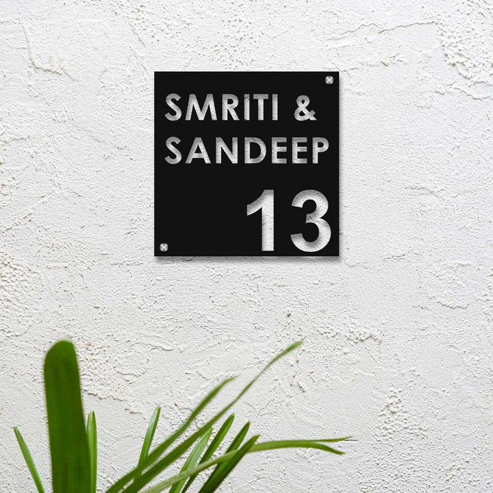 Personalized Laser Cut Square Shaped Steel Name Plate