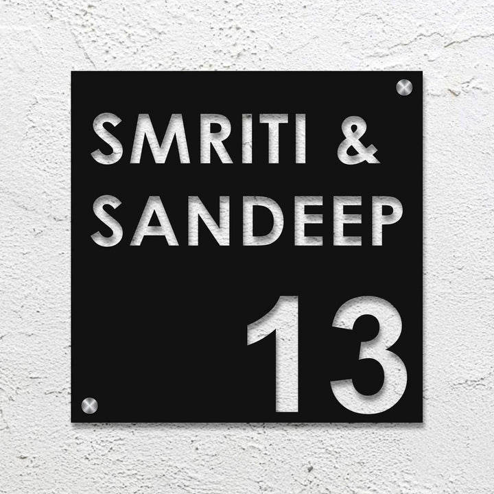 Personalized Laser Cut Square Shaped Steel Name Plate