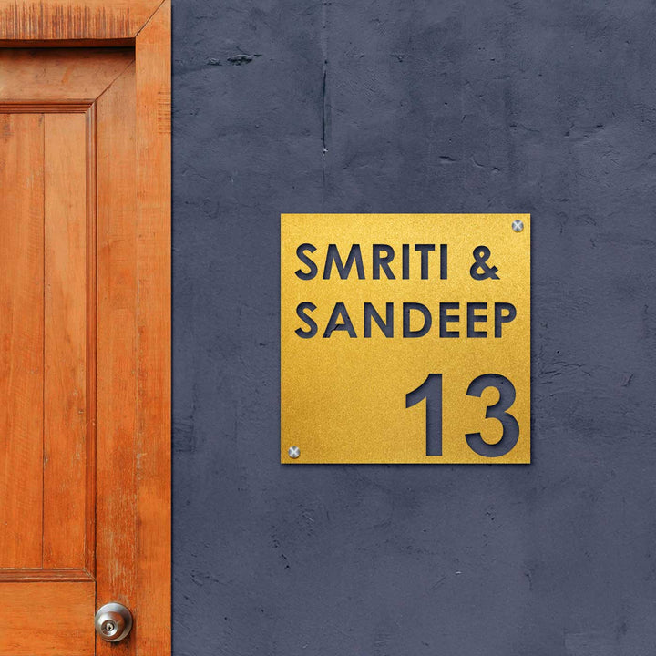 Personalized Laser Cut Square Shaped Steel Name Plate