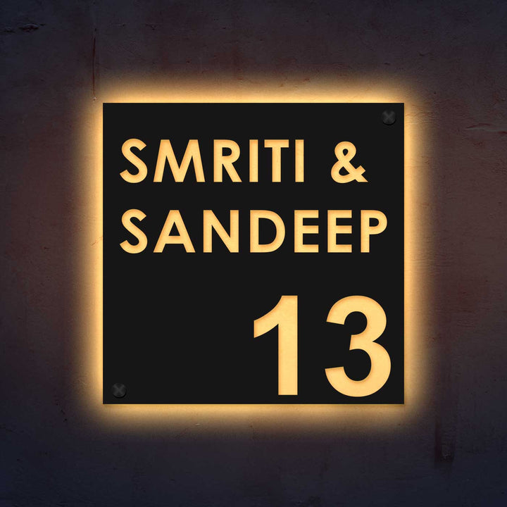 Personalized Laser Cut Square Shaped Steel Name Plate