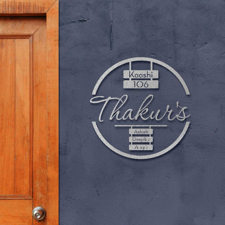 Personalized Laser Cut Modern Round Steel Name Plate