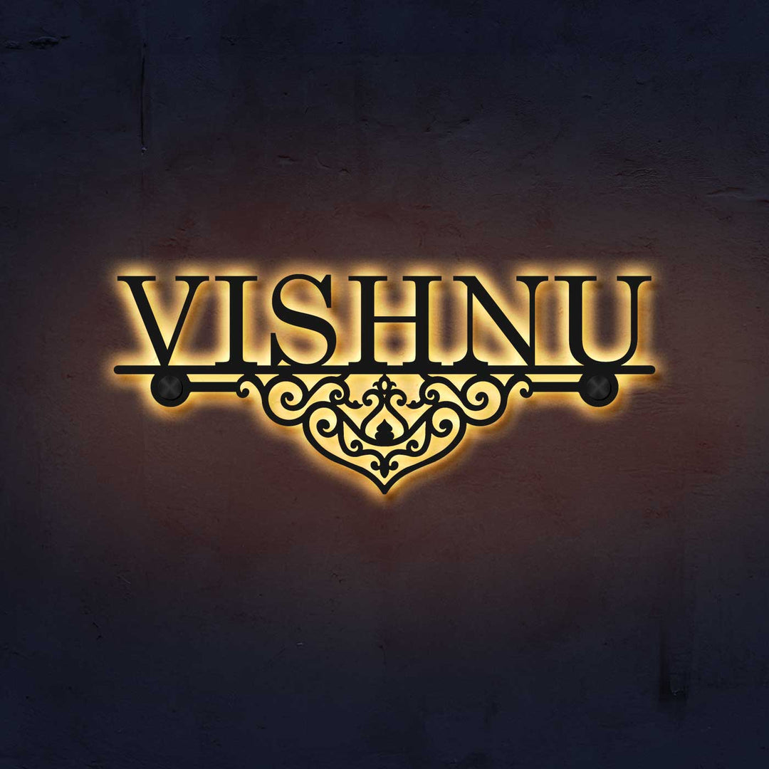 Personalized Laser Cut Elegant Design Steel Name Plate